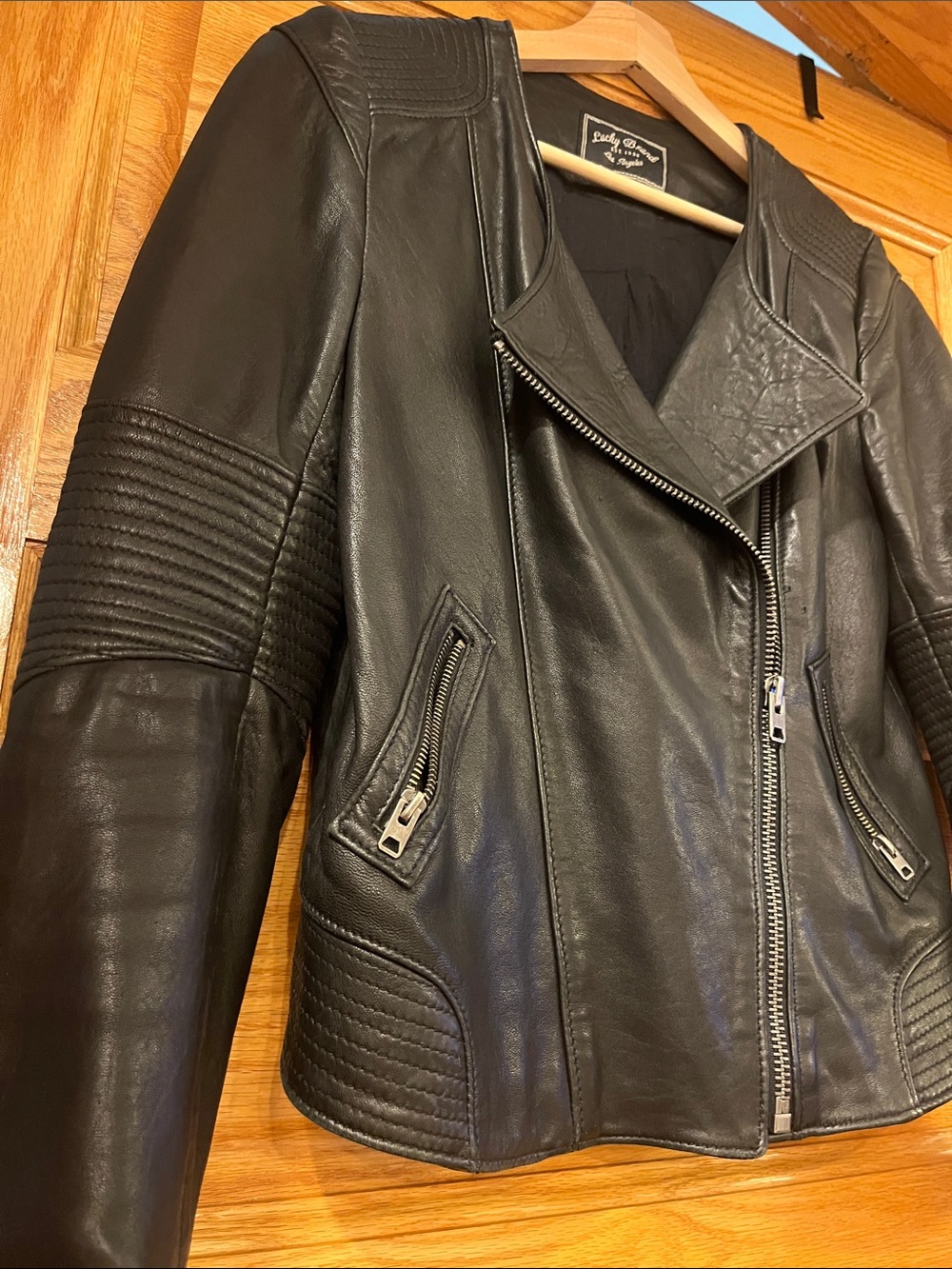 Lucky Brand Black Asymmetrical Leather Moto Jacket - Picture 3 of 7